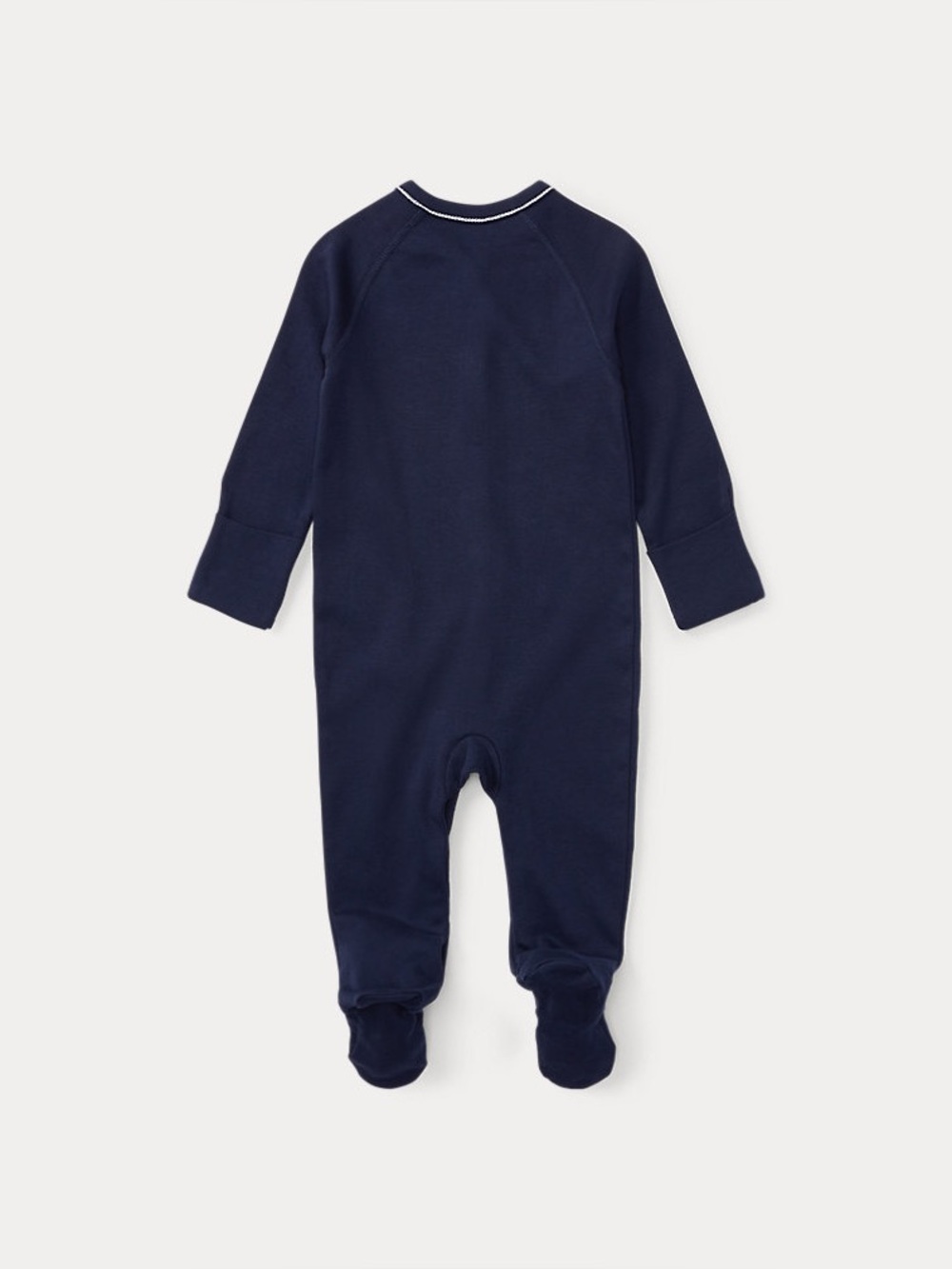 Ralph Lauren Navy Blue Footed Baby One-Piece with White Pony Embroidery - Picture 3 of 4